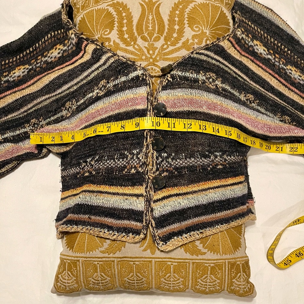 Free People Black and Brown Cardigan with Ornate Design - Picture 5 of 10